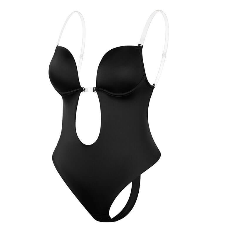 Mulher Body Shaper Decote V Profundo Costas Abertas