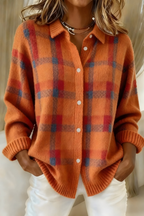 Perla | Mulher Cardigan Tricot Xadrez Relaxed Fit