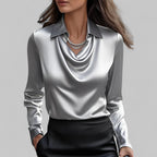 Mulher Blusa Cetim Gola Xale