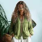 Kira | Camisa Feminina Manga Longa Boho Relaxada