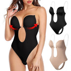 Mulher Body Shaper Decote V Profundo Costas Abertas
