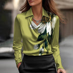 Kestrel | Blusa Cetim Feminina Manga Longa Decote Cascata