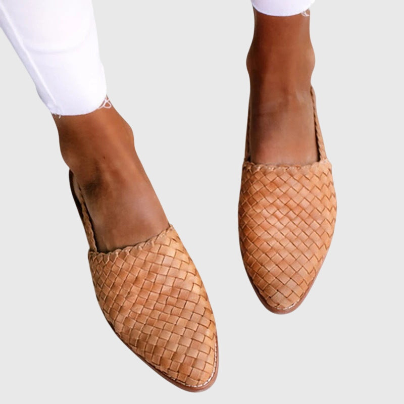 Seraphina | Sapatilhas Femininas Trançadas Slingback Bico Fino