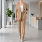 Fato Pantalona Feminino | Blazer Double-Breasted, Slim Fit | Elsa