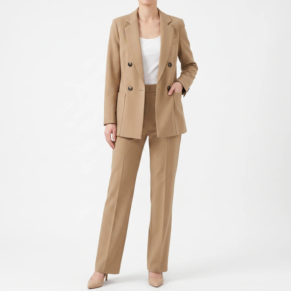 Fato Pantalona Feminino | Blazer Double-Breasted, Slim Fit | Elsa