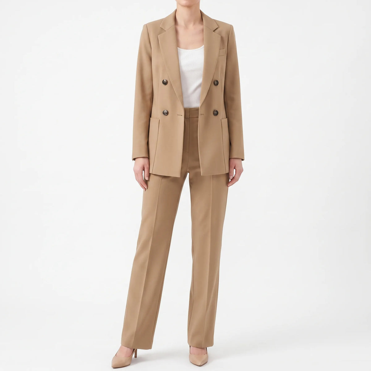 Fato Pantalona Feminino | Blazer Double-Breasted, Slim Fit | Elsa