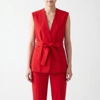Florine | Fato de Calças Feminino | Conjunto 2 Peças, Cinto Ajustável | Elegante