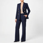 Iris | Fato Pantalona Feminino 2 Peças | Riscas, Cintura Alta | Blazer e Calça