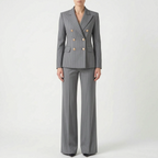 Iris | Fato Pantalona Feminino 2 Peças | Riscas, Cintura Alta | Blazer e Calça