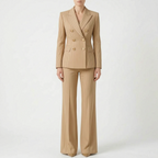 Iris | Fato Pantalona Feminino 2 Peças | Riscas, Cintura Alta | Blazer e Calça