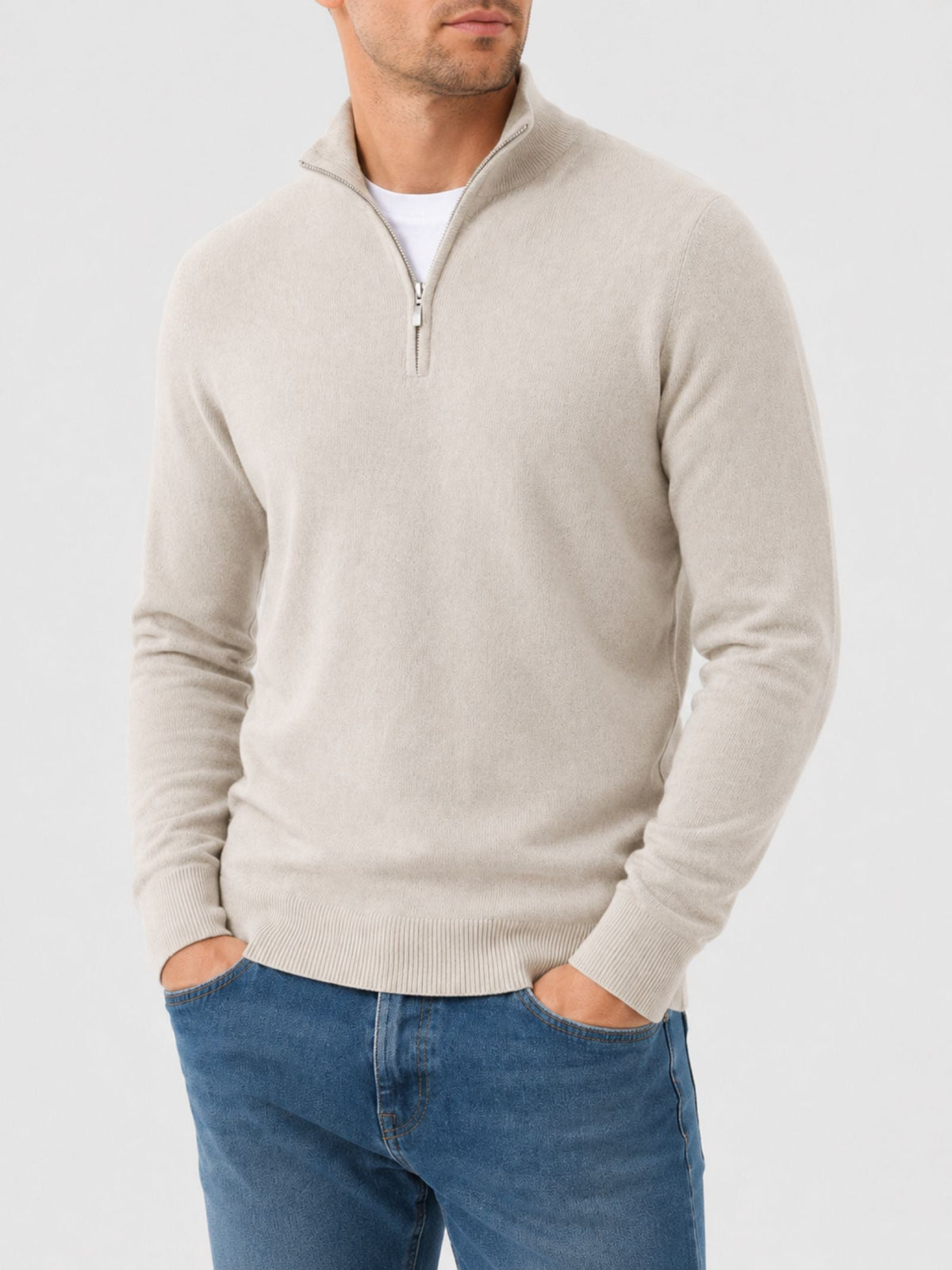 Aria | Camisola Masculina Merino Decote em V com Fecho