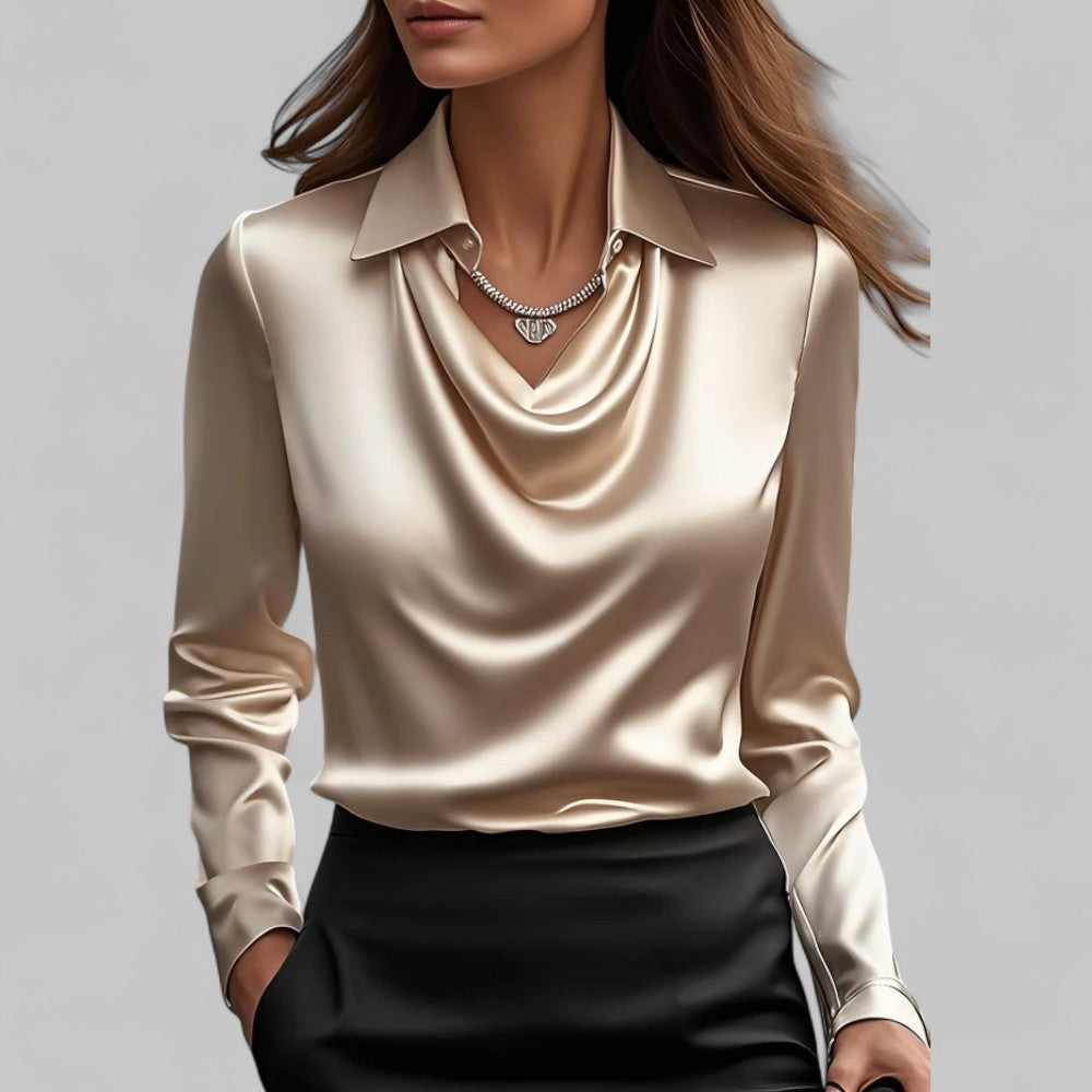 Mulher Blusa Cetim Gola Xale