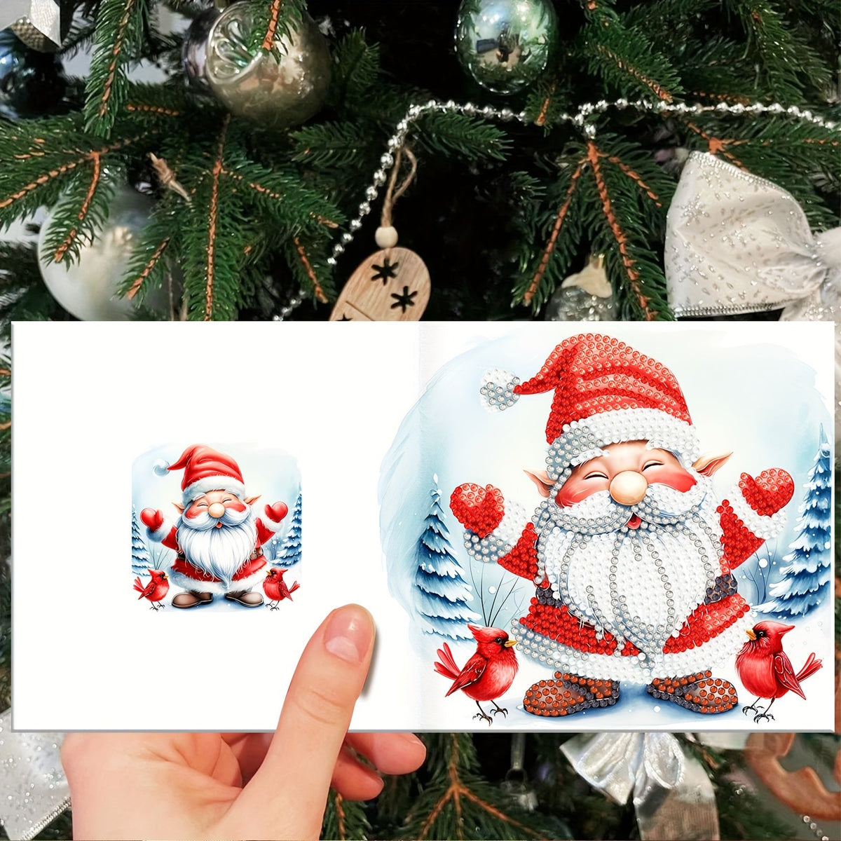 Linnea | Cartões de Natal DIY Diamond Painting | 12 Peças, Tema Pai Natal | Feitos à Mão