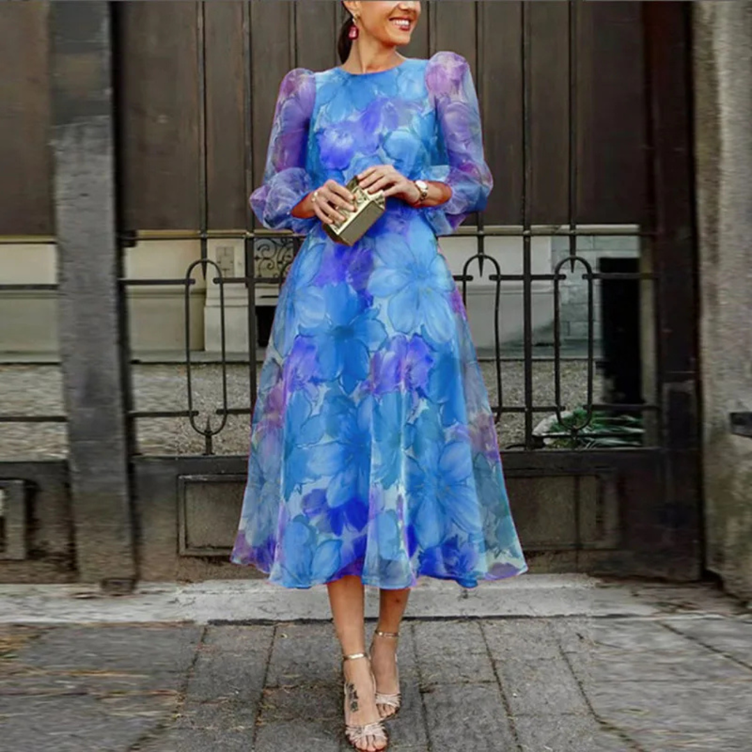 Aria | Vestido Midi Floral Feminino para Convidada de Casamento