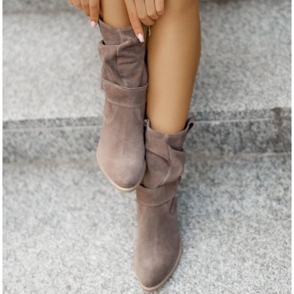 Ondine | Botins Slouch Femininos Bico Redondo com Dobra