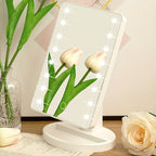 Anneke | Espelho de Maquiagem com LED | 16 LEDs, Brilho Ajustável, Touch Screen | USB e Pilhas