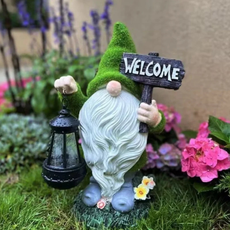 Odette | Gnomos Solares de Jardim | Decoração Solar LED | Resina Impermeável