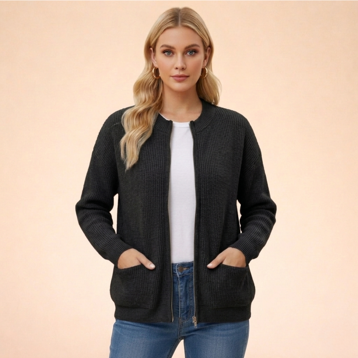Cardigan Feminino | Tricô Macio, Confortável | Manga Longa Casual