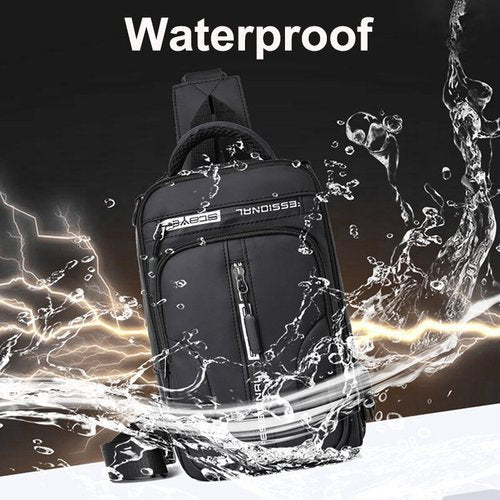 Mochila antifurto impermeável com porta USB e sleeve para portátil