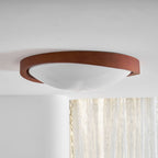 Veda | Candeeiro de Teto Flush | Efeito Madeira, Luz Tri-Cor | Tecido Moderno