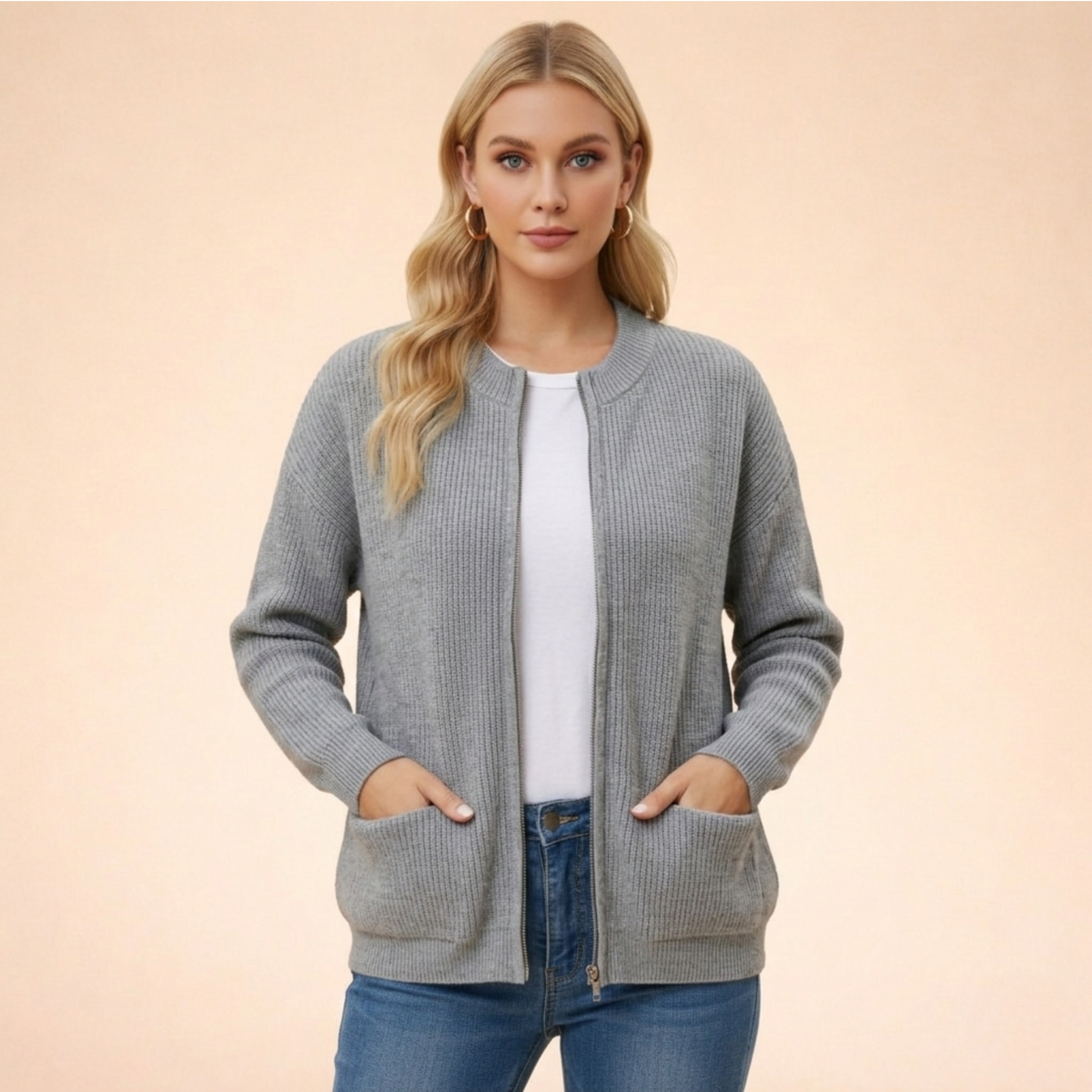 Cardigan Feminino | Tricô Macio, Confortável | Manga Longa Casual
