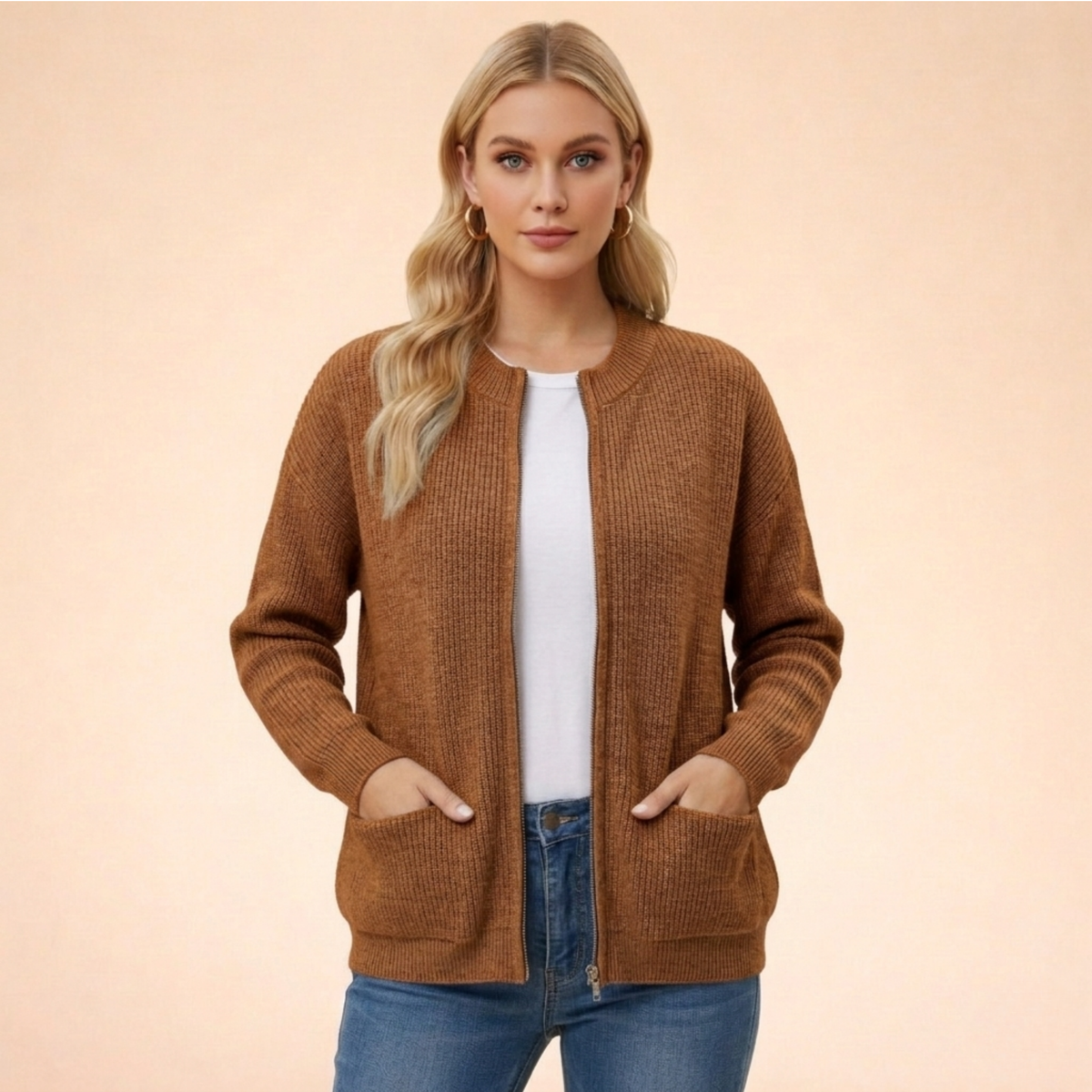 Cardigan Feminino | Tricô Macio, Confortável | Manga Longa Casual