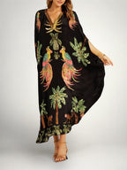 Iris | Vestido Feminino Estampa Coqueiro Ombro Caído