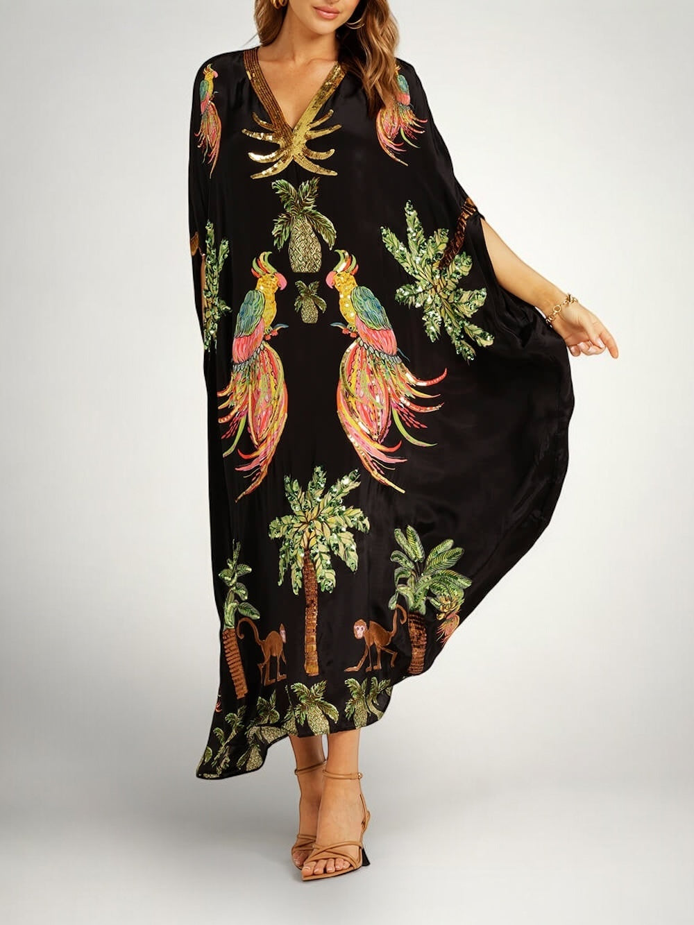 Iris | Vestido Feminino Estampa Coqueiro Ombro Caído