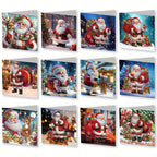 Vera | Kit Pintura Diamante 12 Cartões Natal Pai Natal