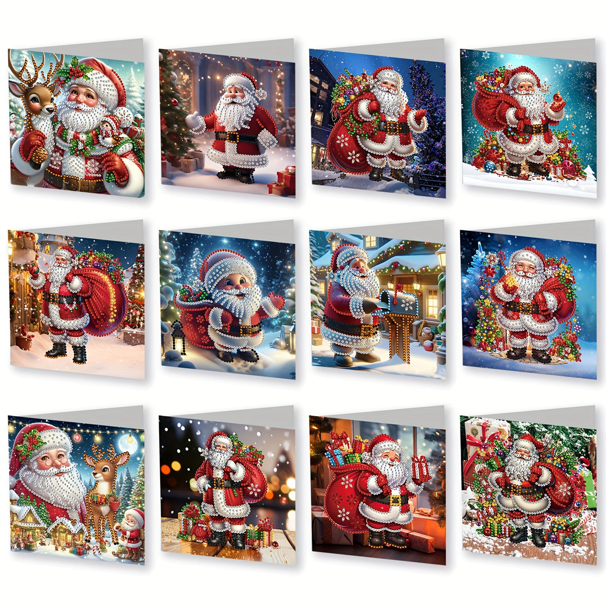 Vera | Kit Pintura Diamante 12 Cartões Natal Pai Natal