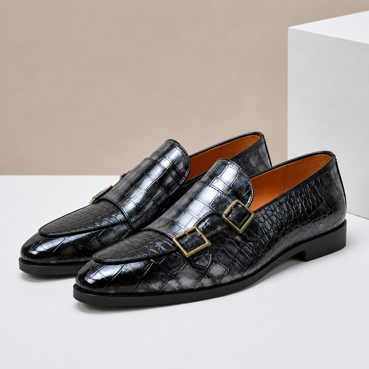 Kaia | Homem Mocassim Couro Double Monk Strap