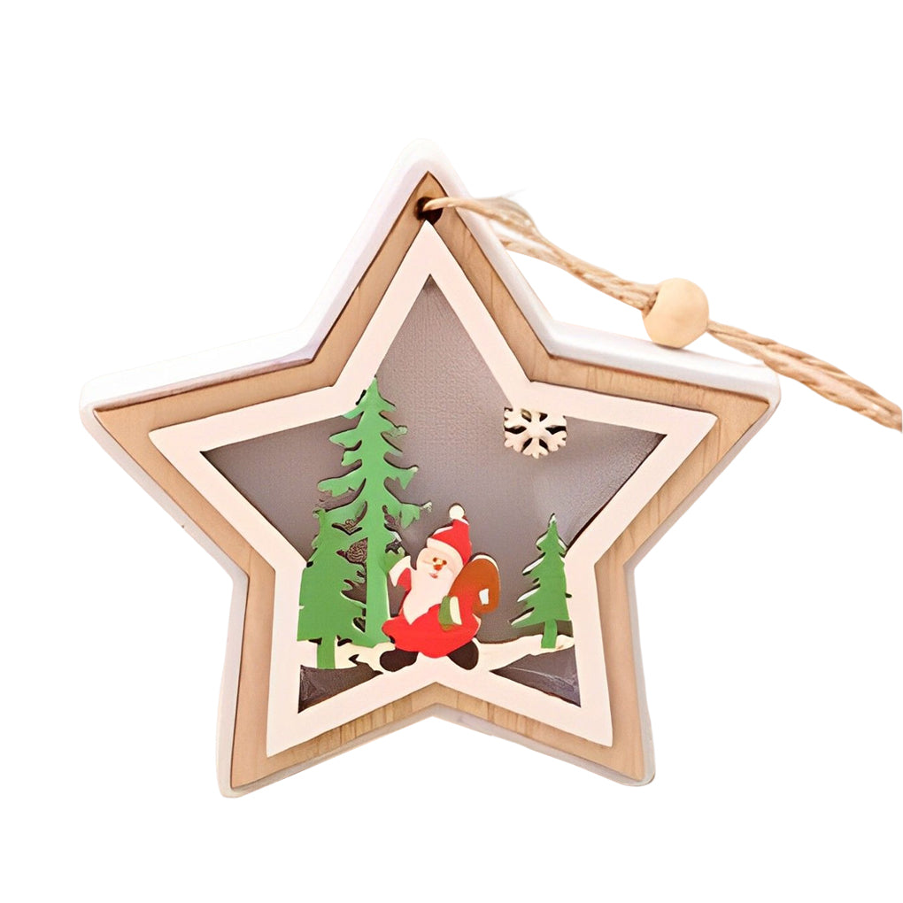 Uma | Enfeites de Natal em Madeira | Decoração Suspensa, Formas Natalinas | 2 Peças