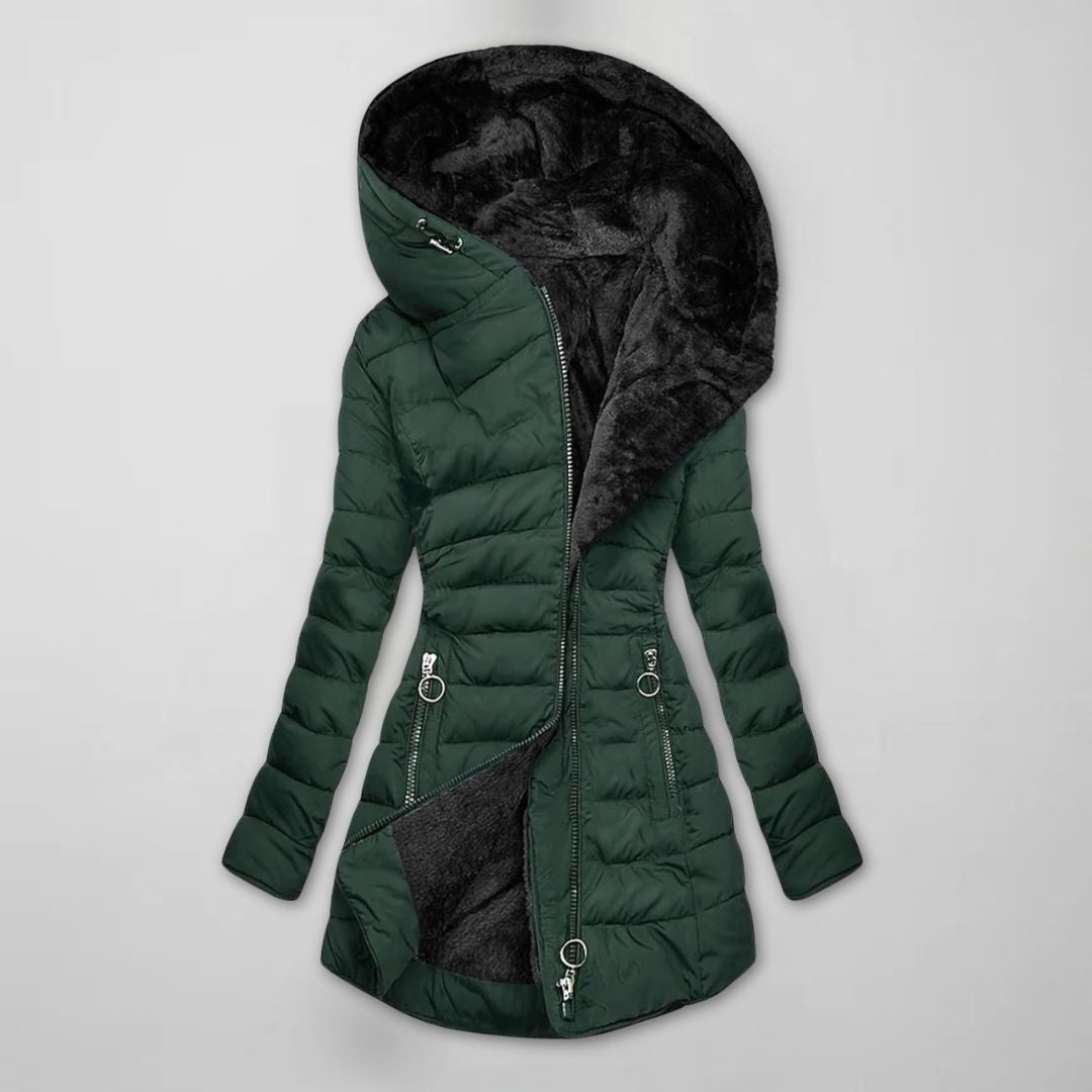 Zinnia | Mulher Casaco Longo Acolchoado Inverno com Capuz