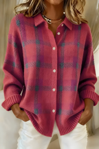 Perla | Mulher Cardigan Tricot Xadrez Relaxed Fit