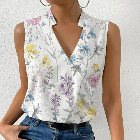 Blusa Feminina Decote V | Leve, Respirável, Estampada | Florine