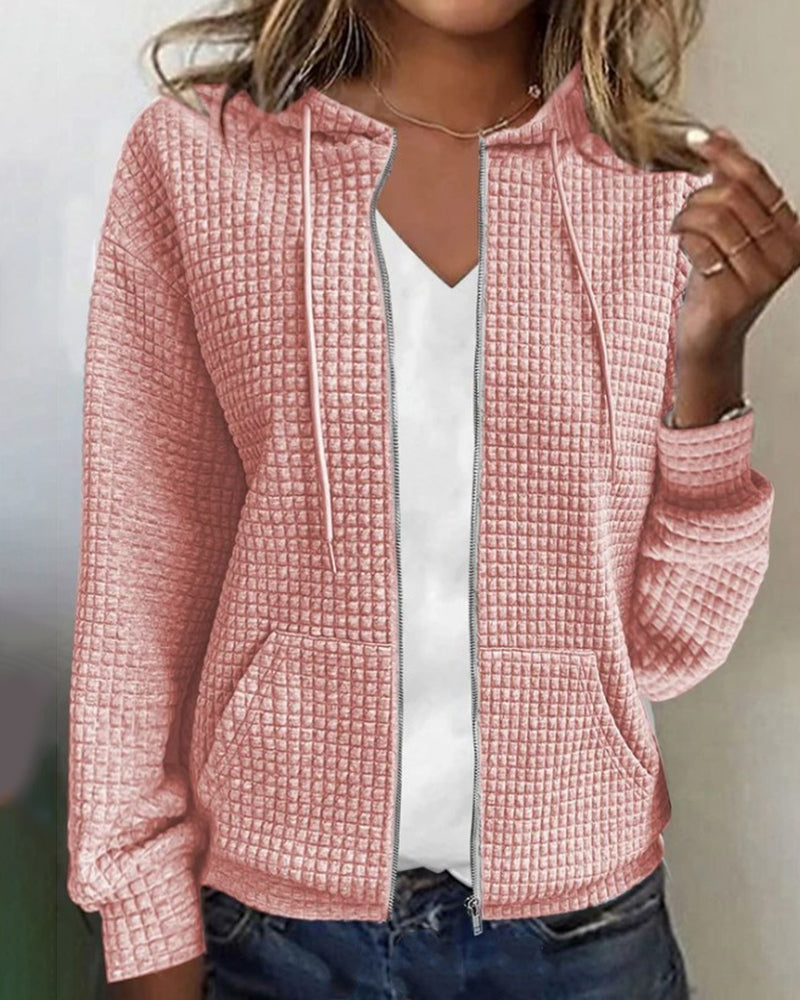 Vianne | Mulher Hoodie Texturizado com Fecho de Correr