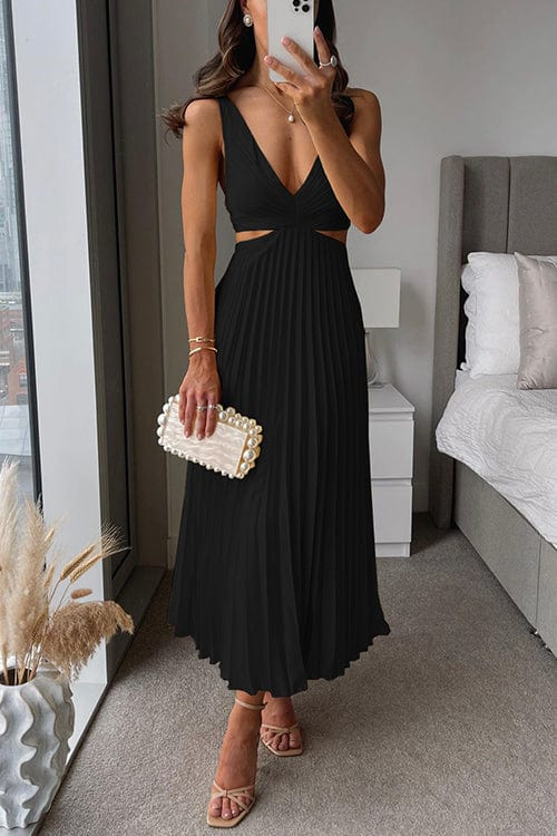 Giselle | Vestido Midi Plissado Cetim Feminino