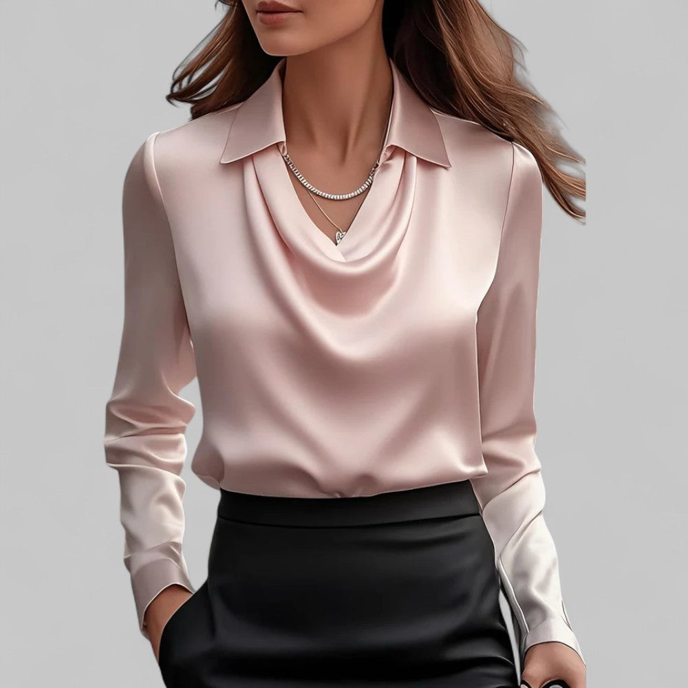 Mulher Blusa Cetim Gola Xale