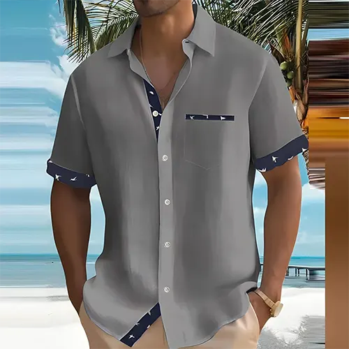 Calla | Camisa Masculina Manga Curta Respirável