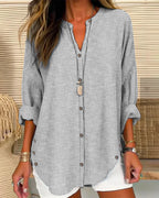 Bexcellent | Blusa Feminina Manga Longa Listrada Decote V