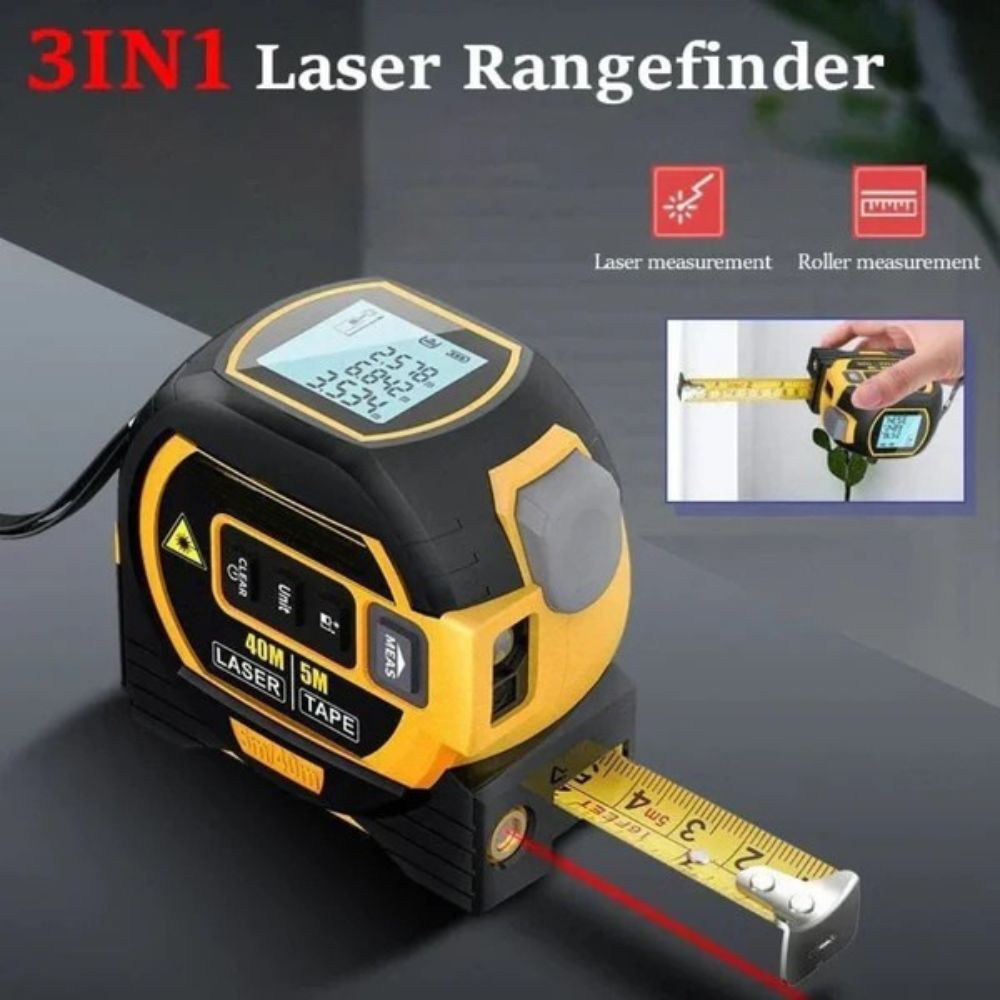 Perla | Fita Métrica Laser 3 em 1 | Infravermelha, Digital, Retroiluminada | Amarelo e Azul