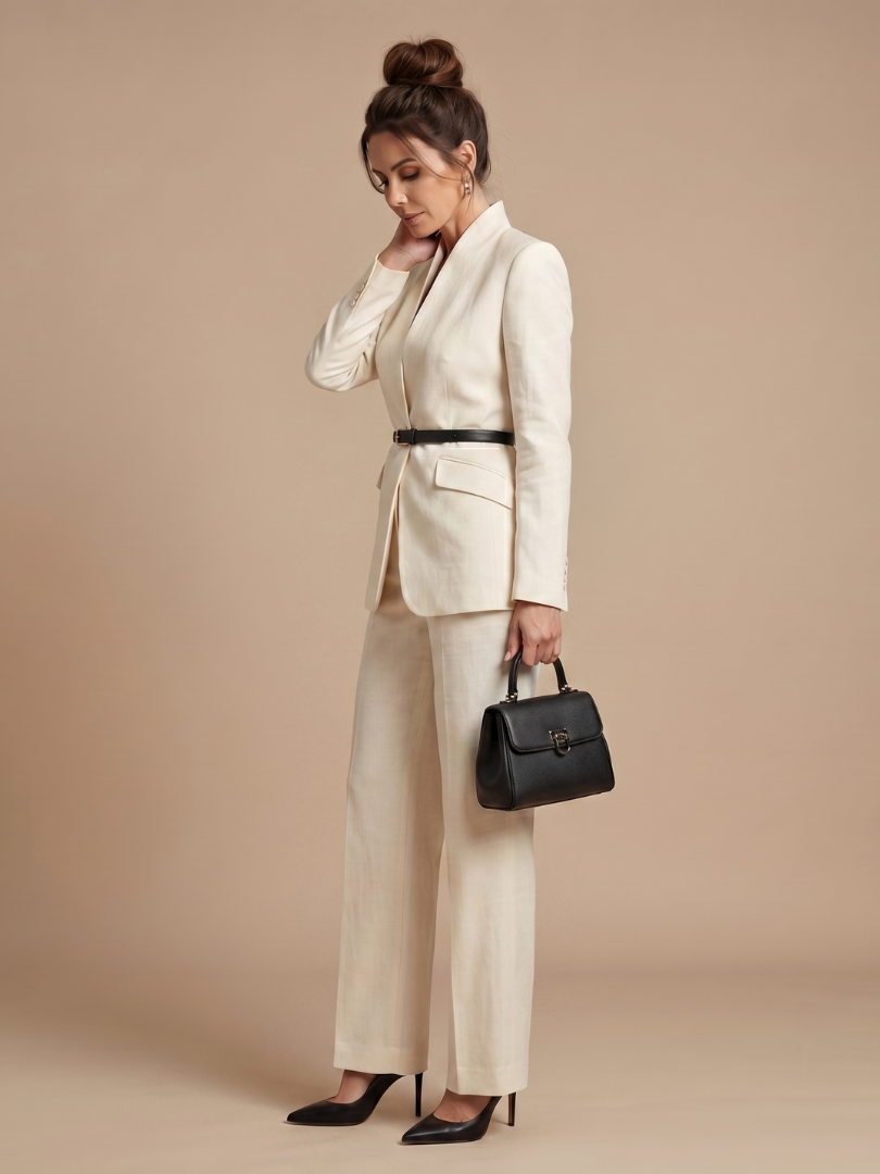 Linnea | Fato Feminino Duas Peças Gola Alta Calça Flare