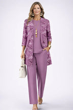 Briar | Conjunto 3 Peças Feminino Calças Estampadas Cardigan
