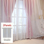 Reva | Cortinas Bordadas Fadas | Filtragem de Luz, Conjunto 2 Painéis | 100% Poliéster, Argolas