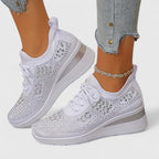 Sapatos ortopédicos femininos bico largo com suporte de arco e sola ergonómica