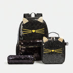 Perla | Mochila Escolar 3 Peças | Set Completo com Motivo de Gato | Criança