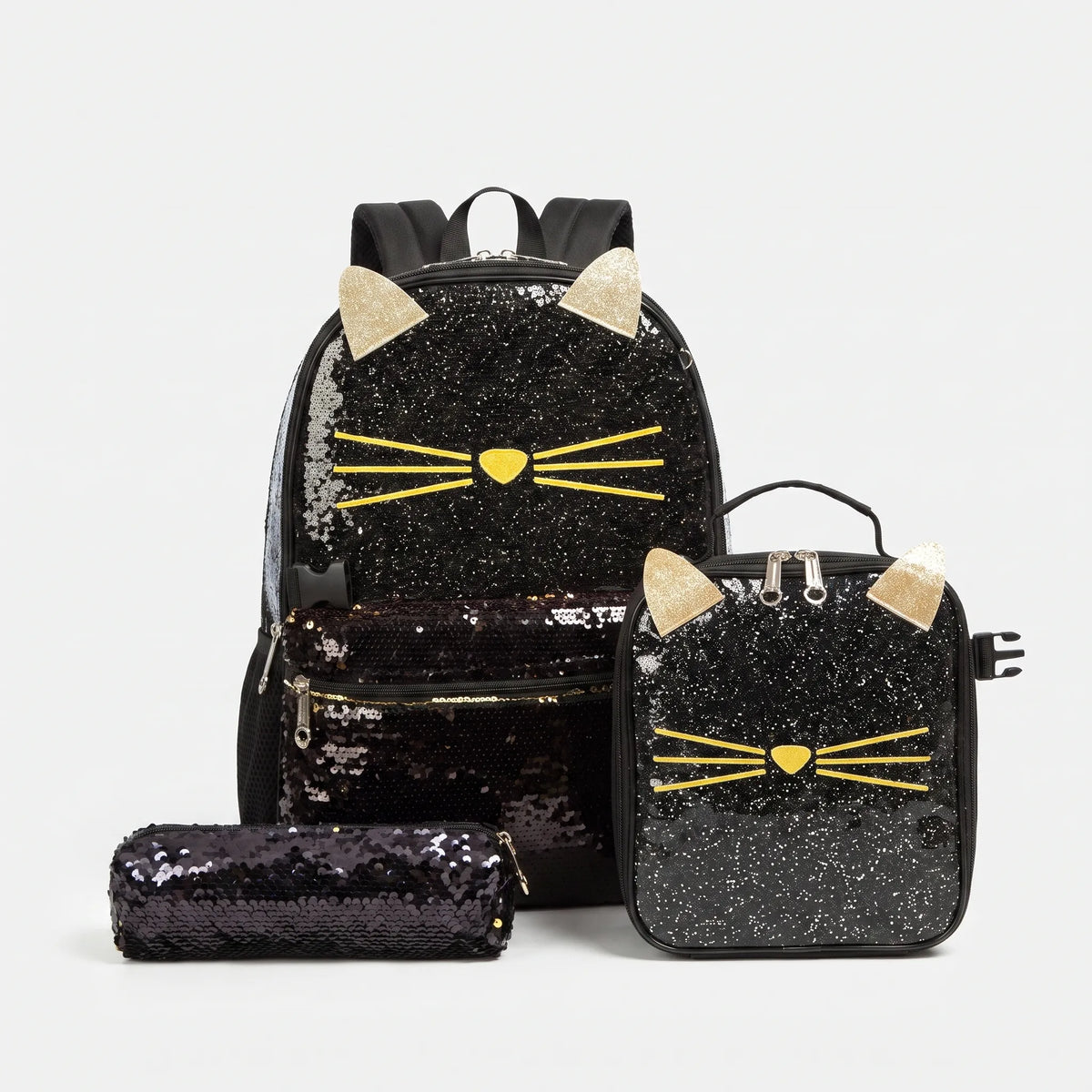 Perla | Mochila Escolar 3 Peças | Set Completo com Motivo de Gato | Criança