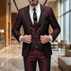 Ondine | Fato Slim Fit Formal Masculino 3 Peças | Elegante, Lapelas Contrastantes | Várias Cores