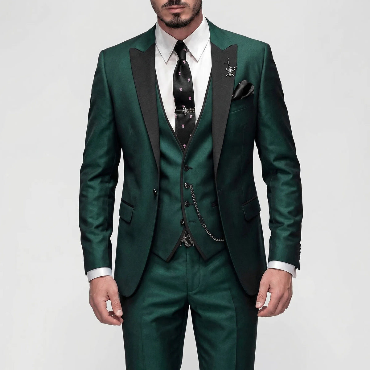 Ondine | Fato Slim Fit Formal Masculino 3 Peças | Elegante, Lapelas Contrastantes | Várias Cores
