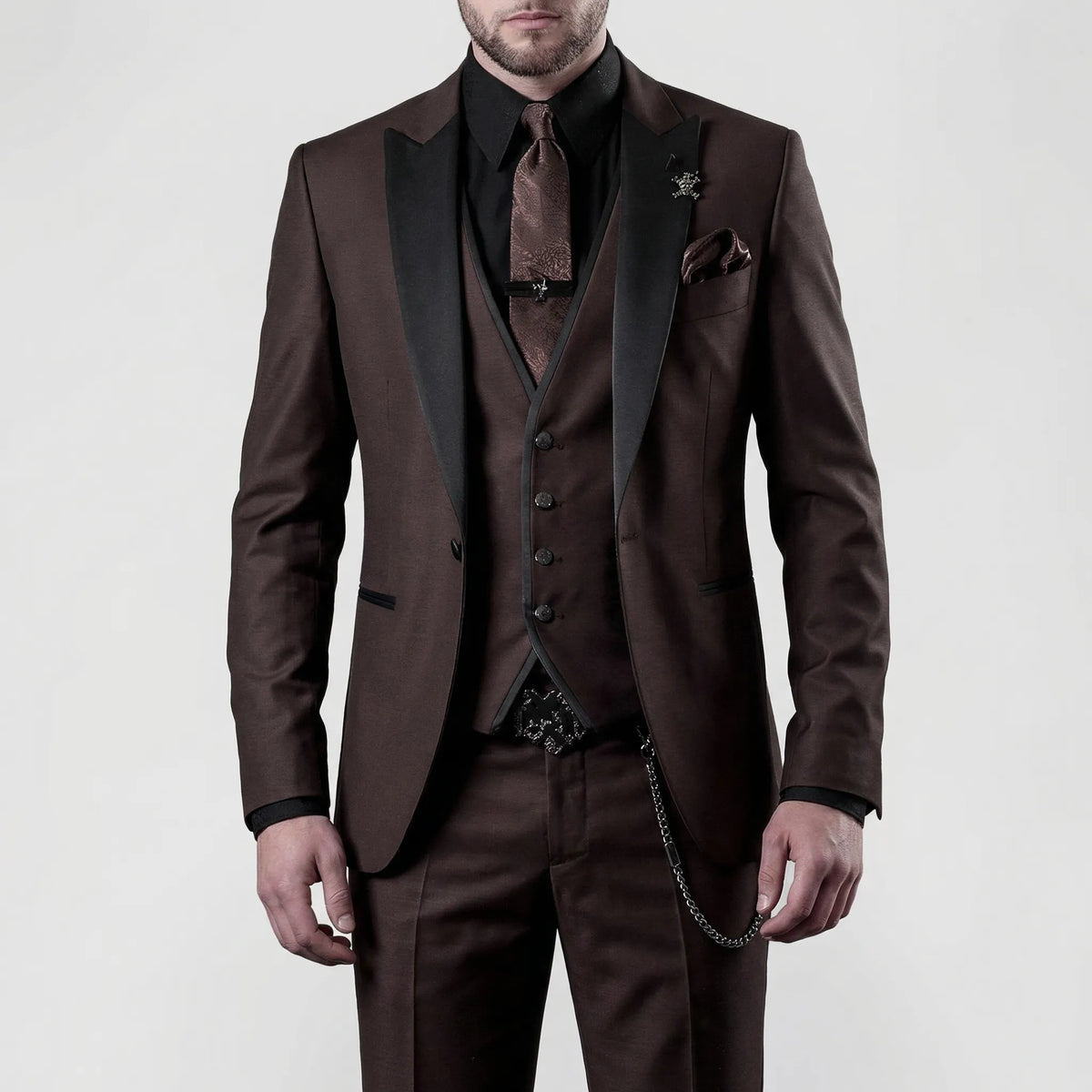 Ondine | Fato Slim Fit Formal Masculino 3 Peças | Elegante, Lapelas Contrastantes | Várias Cores